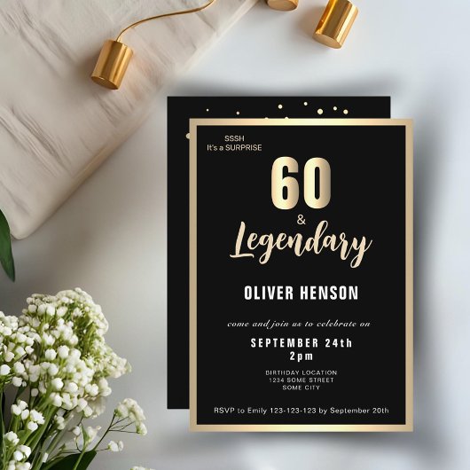 Invitation Surprise 60e anniversaire Moderne Métallic Or
