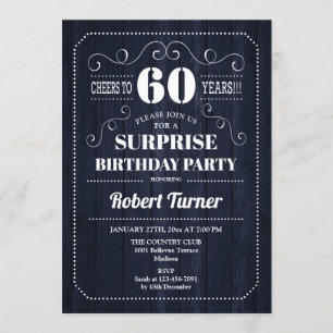 Invitation Surprise 60e anniversaire - Motif de bois de la Ma