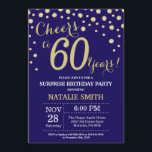Invitation Surprise 60e anniversaire Navy Blue and Gold Diamo<br><div class="desc">Invitation surprise 60e anniversaire avec Arrière - plan Diamant de Parties scintillant bleu et or Navy. Gold Confetti. Anniversaire adulte. Hommes ou femmes,  anniversaire.
Pour plus de personnalisation,  cliquez sur le bouton "Customiser" et utilisez notre outil de conception pour modifier ce modèle.</div>