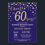Invitation Surprise 60e anniversaire Navy Blue and Gold Diamo<br><div class="desc">Invitation surprise 60e anniversaire avec Arrière - plan Diamant de Parties scintillant bleu et or Navy. Gold Confetti. Anniversaire adulte. Hommes ou femmes,  anniversaire.
Pour plus de personnalisation,  cliquez sur le bouton "Customiser" et utilisez notre outil de conception pour modifier ce modèle.</div>