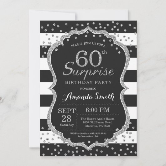 Invitation surprise 60e anniversaire. Paillette ar (Devant)