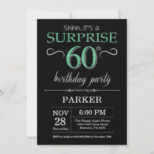 Invitation Surprise 60e Anniversaire Paillettes Noires et Ver