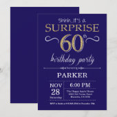 Invitation Surprise 60e anniversaire Parties scintillant bleu (Devant / Derrière)