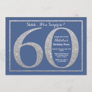 Invitation Surprise 60e anniversaire Parties scintillant bleu
