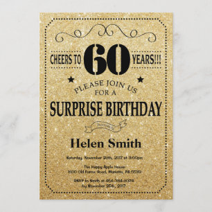 Invitation Surprise 60e anniversaire Parties scintillant noir