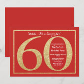 Invitation Surprise 60e anniversaire Parties scintillant roug (Devant / Derrière)