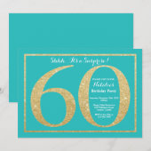 Invitation Surprise 60e anniversaire Parties scintillant Turq (Devant / Derrière)