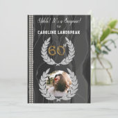 Invitation Surprise 60e anniversaire photo, or, perles et soi (Debout devant)