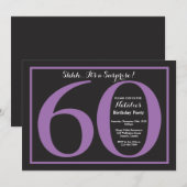 Invitation Surprise 60e anniversaire Purple and Black Chalkbo (Devant / Derrière)
