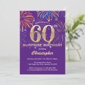 Invitation Surprise 60e anniversaire Purple and Gold Firework (Debout devant)