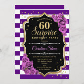 Invitation Surprise 60e anniversaire - Purple Gold (Devant / Derrière)