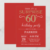 Invitation surprise 60e anniversaire Red and Gold (Devant / Derrière)