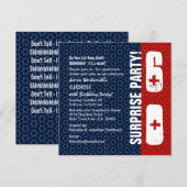 Invitation SURPRISE 60e anniversaire Red White Blue Stars (Devant / Derrière)