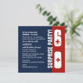 Invitation SURPRISE 60e anniversaire Red White Blue Stars (Debout devant)