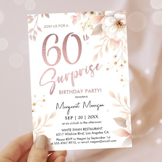 Invitation Surprise 60e anniversaire Rose de fête Gold Girl F