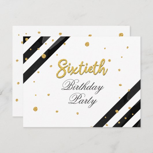 Invitation Surprise 60e anniversaire Script Gold Géométrique (Devant / Derrière)