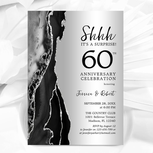 Invitation Surprise 60e anniversaire Silver Black