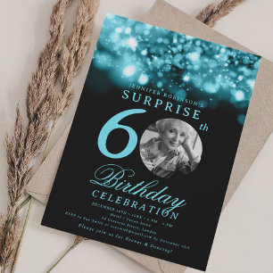 Invitation SURPRISE 60e anniversaire Turquoise Midnight Glam
