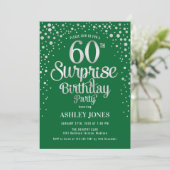 Invitation Surprise 60e fête d'anniversaire - Argent & Vert (Debout devant)