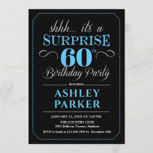 Invitation Surprise 60e fête d'anniversaire - Black Blue