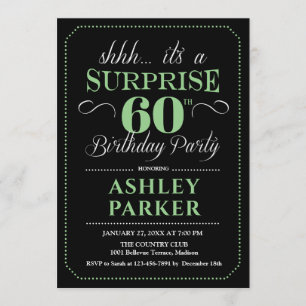 Invitation Surprise 60e fête d'anniversaire - Black Green