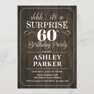 Invitation Surprise 60e fête d'anniversaire - Bois rustique