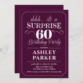 Invitation Surprise 60e fête d'anniversaire - Bourgogne Blanc (Devant / Derrière)