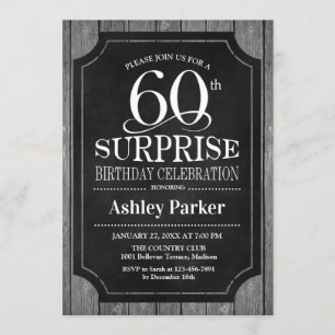 Invitation Surprise 60e fête d'anniversaire - Chalkboard Whit