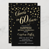 Invitation Surprise 60e fête d'anniversaire - Gold Black (Devant / Derrière)