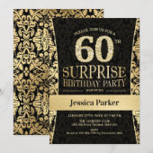 Invitation Surprise 60e fête d'anniversaire - Gold Black (Devant / Derrière)