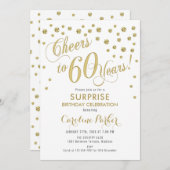 Invitation Surprise 60e fête d'anniversaire - Gold White (Devant / Derrière)