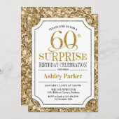 Invitation Surprise 60e fête d'anniversaire - Gold White (Devant / Derrière)