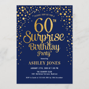Invitation Surprise 60e fête d'anniversaire - Marine & Gold