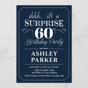 Invitation Surprise 60e fête d'anniversaire - Marine White