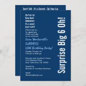 Invitation SURPRISE 60e fête d'anniversaire moderne bleu et b (Devant / Derrière)