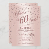 Invitation Surprise 60e fête d'anniversaire - Rose Gold (Devant / Derrière)