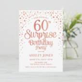 Invitation Surprise 60e fête d'anniversaire - Rose Gold & Whi (Debout devant)