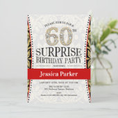 Invitation Surprise 60e fête d'anniversaire - Rouge or blanc (Debout devant)
