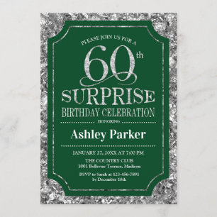 Invitation Surprise 60e fête d'anniversaire - Silver Green