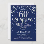 Invitation Surprise 60e fête d'anniversaire - Silver & Navy B (Devant)