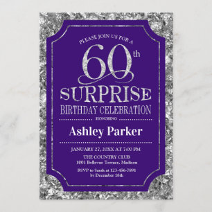 Invitation Surprise 60e fête d'anniversaire - Silver Purple