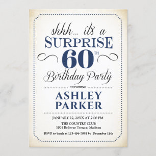 Invitation Surprise 60e fête d'anniversaire - White Navy