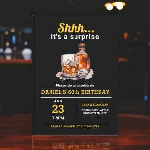 Invitation Surprise 60e Whiskey Bourbon fête d'anniversaire