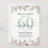 Invitation Surprise 60th Birthday Party Elegant Pastel Floral (Devant)
