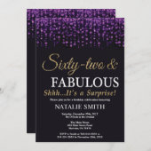 Invitation Surprise 62e anniversaire Parties scintillant viol (Devant / Derrière)
