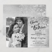 Invitation Surprise 65e Anniversaire avec Photo - Argenté (Devant / Derrière)