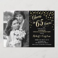 Surprise 65e anniversaire avec photo - Or Noir