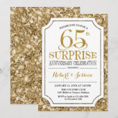 Invitation Surprise 65e anniversaire de mariage - Or blanc (Devant / Derrière)
