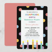 Invitation Surprise 65e anniversaire fête jolies bougies (Devant / Derrière)