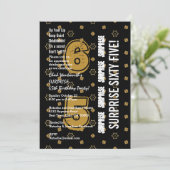 Invitation SURPRISE 65e anniversaire moderne Gold and Black W (Debout devant)